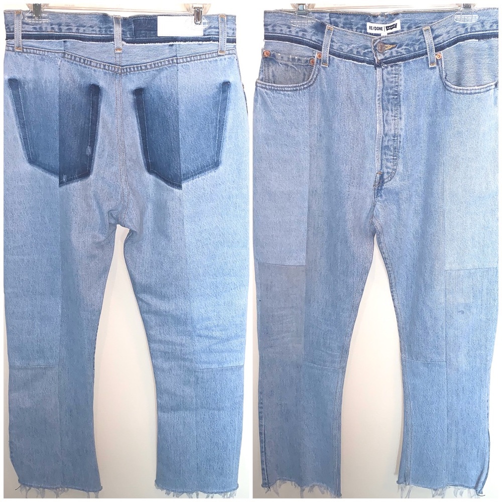 NEW Re/done Levi’s Patchwork Straight Leg Jeans 29